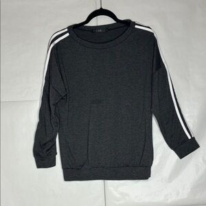 CBR Men's Dark Gray Crewneck Sweater with White Shoulder Stripes